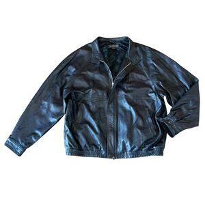 Bruno Magli Leather Bomber Jacket